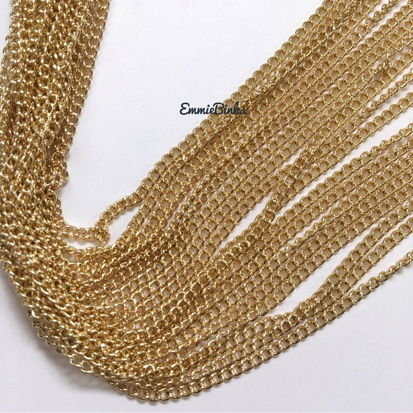 New Long Golden Chain Fringe Statement Necklace - Picture 4 of 11
